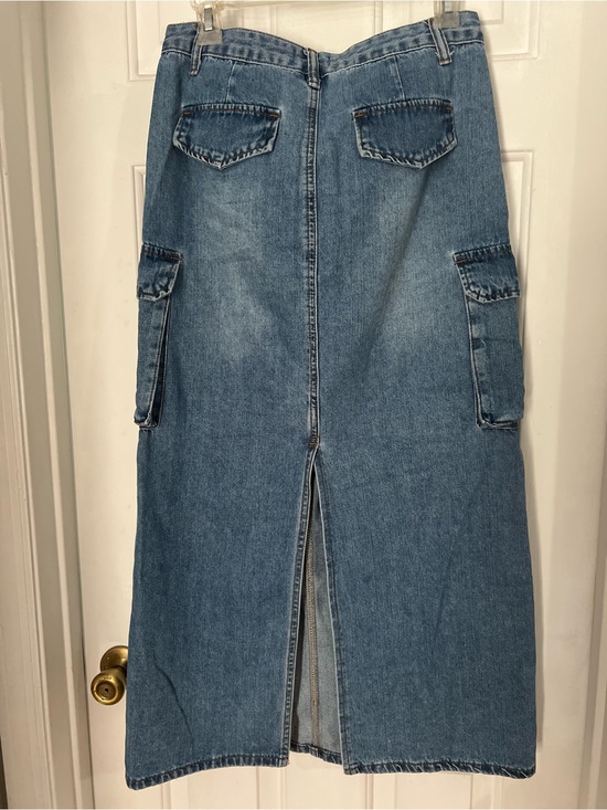 Forever 21 Denim - Forever 21 Blue Denim Straight-Leg Maxi Skirt with Cargo Pockets